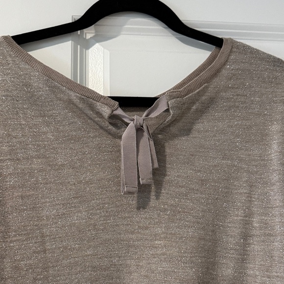 LOFT Metallic Light Gold Crewneck Sweater - Picture 3 of 4